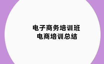 电子商务培训班 电商培训总结